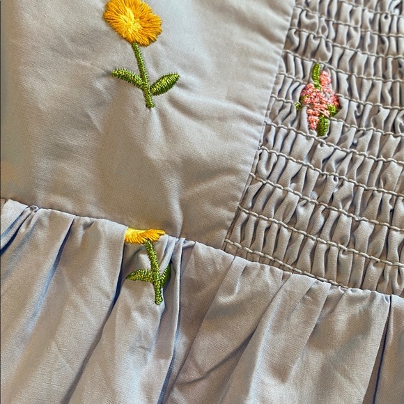 ENGLISH FACTORY Floral Embroidered Puff Slv Babydoll Powder Blue Multi XS *flaw - Picture 12 of 16